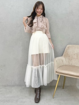 「アイテム（ブーツ）」を使った、仲田桃子さん（レディース・165cm）の夏コーディネート