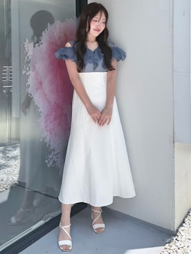 「MERCURYDUO（マーキュリーデュオ）のアイテム」を使った、仲田桃子さん（レディース・165cm）の夏コーディネート