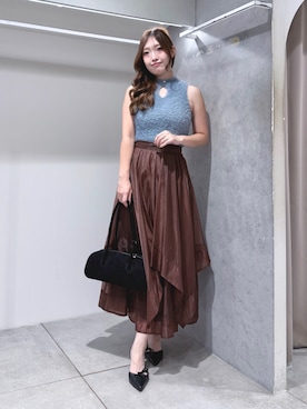 「MERCURYDUO（マーキュリーデュオ）のアイテム」を使った、仲田桃子さん（レディース・165cm）の秋コーディネート