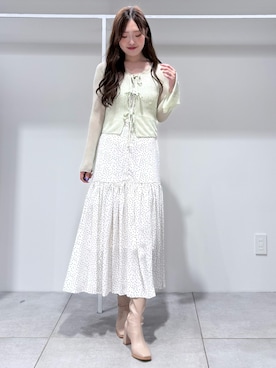 「アイテム（カーディガン/ボレロ）」を使った、仲田桃子さん（レディース・165cm）の夏コーディネート