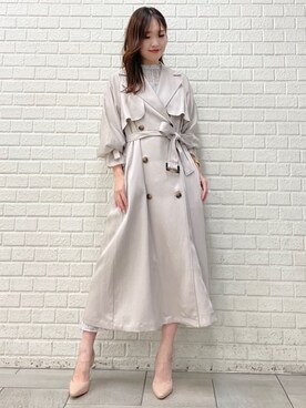 「アイテム（その他アウター、ピンク系）」を使った、仲田桃子さん（レディース・165cm）の冬コーディネート