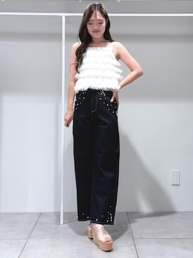「MERCURYDUO（マーキュリーデュオ）のアイテム」を使った、仲田桃子さん（レディース・165cm）の夏コーディネート