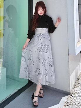 「花柄ワンピース」｜仲田桃子さん（レディース・165cm）の春コーディネート