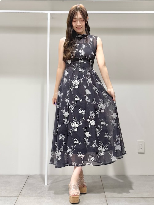 ワンピース 花柄バックレースアップワンピース　マーキュリーデュオ MERCURYDUO ワンピース 「追加生産」花柄バックレースアップ