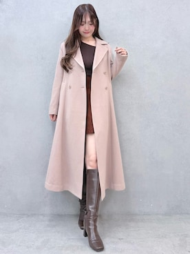 「アイテム（その他アウター、ベージュ系）」を使った、仲田桃子さん（レディース・165cm）の秋コーディネート