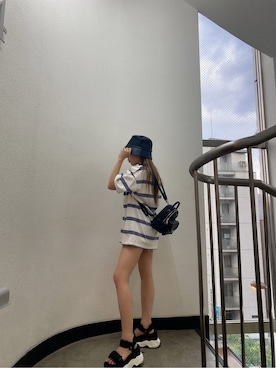 「アイテム（Tシャツ/カットソー、その他）」を使った、makiさん（レディース・150cm）の夏コーディネート