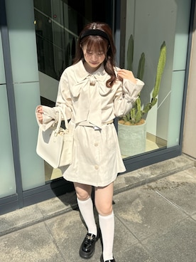 「one after another NICE CLAUP（ワンアフターアナザーナイスクラップ）のアイテム（トレンチコート）」を使った、ゆうはさん（レディース・155cm）の春コーディネート