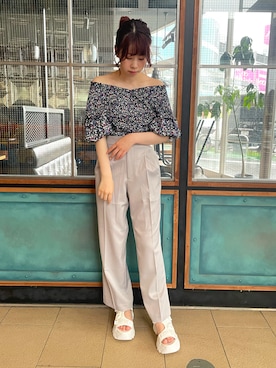 「スポサン」｜「アイテム（スラックス）」を使った、ゆうはさん（レディース・155cm）の夏コーディネート