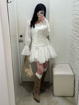 「one after another NICE CLAUP（ワンアフターアナザーナイスクラップ）のアイテム（ブーツ）」を使った、ゆうはさん（レディース・155cm）の冬コーディネート