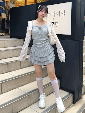 「one after another NICE CLAUP（ワンアフターアナザーナイスクラップ）のアイテム」を使った、ゆうはさん（レディース・155cm）の夏コーディネート