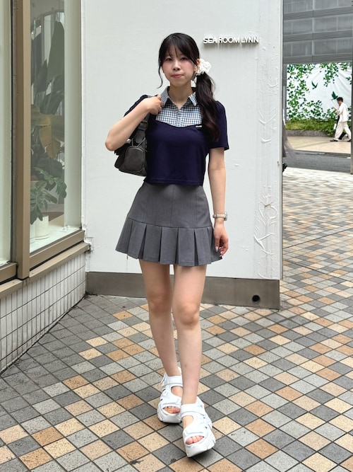 セール】チェックレイヤードトップス（Tシャツ/カットソー）｜one