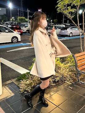 「one after another NICE CLAUP（ワンアフターアナザーナイスクラップ）のアイテム（ポンチョ）」を使った、ゆうはさん（レディース・155cm）の秋コーディネート