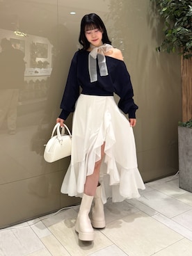 「one after another NICE CLAUP（ワンアフターアナザーナイスクラップ）のアイテム（ブーツ）」を使った、ゆうはさん（レディース・155cm）の冬コーディネート