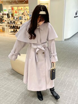 「ブーツコーデ」｜「アイテム（ステンカラーコート）」を使った、ゆうはさん（レディース・155cm）の秋コーディネート