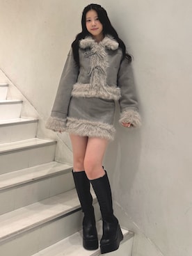 「アイテム（ムートンコート）」を使った、ゆうはさん（レディース・155cm）の秋コーディネート
