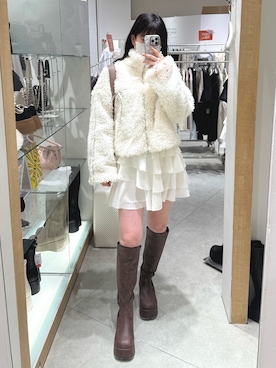 「one after another NICE CLAUP（ワンアフターアナザーナイスクラップ）のアイテム（ブルゾン）」を使った、ゆうはさん（レディース・155cm）の冬コーディネート