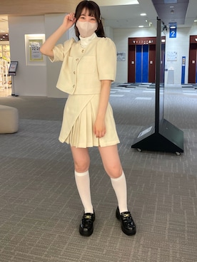 「韓国コーデ」｜「アイテム（ノーカラージャケット）」を使った、ゆうはさん（レディース・155cm）の春コーディネート