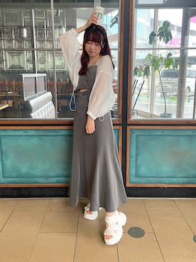 「スポサン」｜「アイテム（ジャケット/アウター）」を使った、ゆうはさん（レディース・155cm）の夏コーディネート