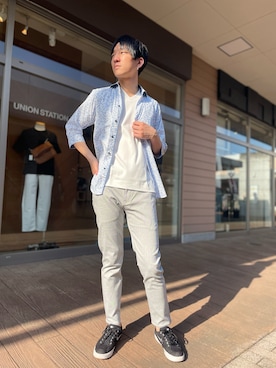 「UNION STATION（ユニオンステーション）のアイテム（シャツ/ブラウス）」を使った、プーさん（メンズ・180cm）の春コーディネート