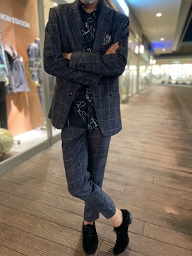 「UNION STATION（ユニオンステーション）のアイテム（シャツ/ブラウス）」を使った、プーさん（メンズ・180cm）の秋コーディネート