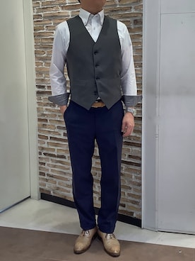 「アイテム（ビジネスシャツ）」を使った、BRICK HOUSE by Tokyo Shirts 熱田イオンモール店さん（メンズ・168cm）の秋コーディネート