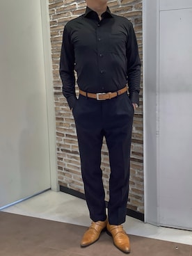 「アイテム（ビジネスシャツ、ブラック系）」を使った、BRICK HOUSE by Tokyo Shirts 熱田イオンモール店さん（メンズ・168cm）の秋コーディネート