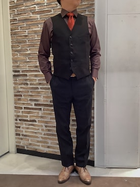 「アイテム（ビジネスシャツ）」を使った、BRICK HOUSE by Tokyo Shirts 熱田イオンモール店さん（メンズ・168cm）の冬コーディネート