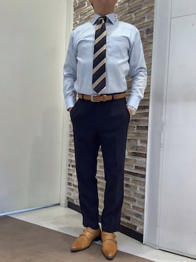 「アイテム（ビジネスシャツ）」を使った、BRICK HOUSE by Tokyo Shirts 熱田イオンモール店さん（メンズ・168cm）の秋コーディネート