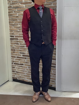 「アイテム（ビジネスシャツ）」を使った、BRICK HOUSE by Tokyo Shirts 熱田イオンモール店さん（メンズ・168cm）の冬コーディネート