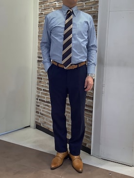 「アイテム（ビジネスシャツ）」を使った、BRICK HOUSE by Tokyo Shirts 熱田イオンモール店さん（メンズ・168cm）の秋コーディネート