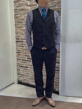 「アイテム（ビジネスシャツ）」を使った、BRICK HOUSE by Tokyo Shirts 熱田イオンモール店さん（メンズ・168cm）の秋コーディネート