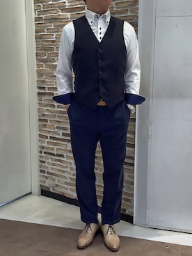 「アイテム（ビジネスシャツ）」を使った、BRICK HOUSE by Tokyo Shirts 熱田イオンモール店さん（メンズ・168cm）の秋コーディネート
