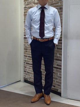 「アイテム（ビジネスシャツ）」を使った、BRICK HOUSE by Tokyo Shirts 熱田イオンモール店さん（メンズ・168cm）の秋コーディネート