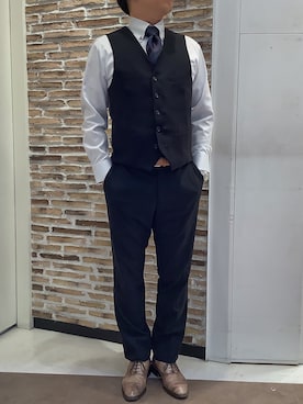 「アイテム（ビジネスシャツ）」を使った、BRICK HOUSE by Tokyo Shirts 熱田イオンモール店さん（メンズ・168cm）の冬コーディネート