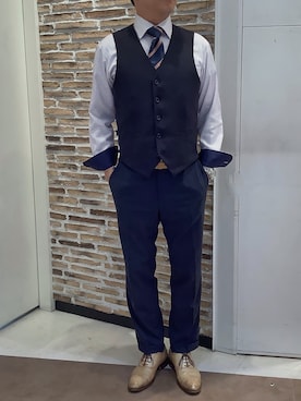 「アイテム（ビジネスシャツ）」を使った、BRICK HOUSE by Tokyo Shirts 熱田イオンモール店さん（メンズ・168cm）の秋コーディネート