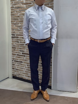 「アイテム（ビジネスシャツ）」を使った、BRICK HOUSE by Tokyo Shirts 熱田イオンモール店さん（メンズ・168cm）の秋コーディネート