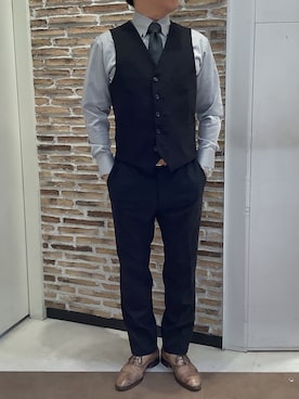 「アイテム（ビジネスシャツ）」を使った、BRICK HOUSE by Tokyo Shirts 熱田イオンモール店さん（メンズ・168cm）の冬コーディネート