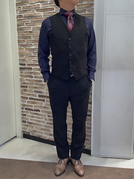 「アイテム（ビジネスシャツ）」を使った、BRICK HOUSE by Tokyo Shirts 熱田イオンモール店さん（メンズ・168cm）の冬コーディネート