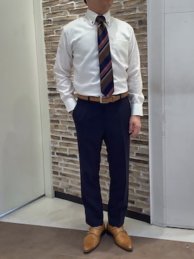 「アイテム（ビジネスシャツ）」を使った、BRICK HOUSE by Tokyo Shirts 熱田イオンモール店さん（メンズ・168cm）の秋コーディネート