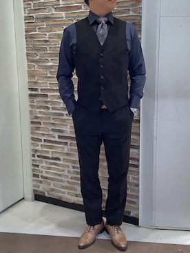 「アイテム（ビジネスシャツ）」を使った、BRICK HOUSE by Tokyo Shirts 熱田イオンモール店さん（メンズ・168cm）の冬コーディネート