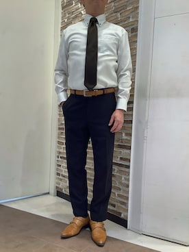 「アイテム（ビジネスシャツ）」を使った、BRICK HOUSE by Tokyo Shirts 熱田イオンモール店さん（メンズ・168cm）の秋コーディネート