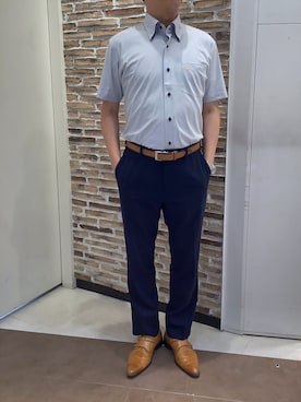 「アイテム（ビジネスシャツ）」を使った、BRICK HOUSE by Tokyo Shirts 熱田イオンモール店さん（メンズ・168cm）の夏コーディネート