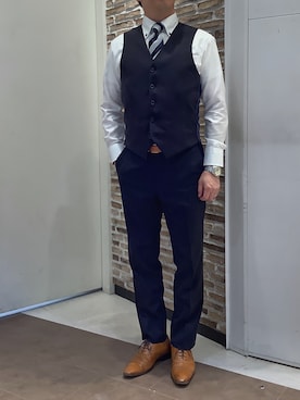 「アイテム（ビジネスシャツ）」を使った、BRICK HOUSE by Tokyo Shirts 熱田イオンモール店さん（メンズ・168cm）の秋コーディネート
