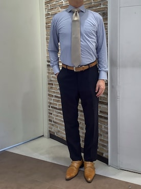 「アイテム（ネクタイ、ベージュ系）」を使った、BRICK HOUSE by Tokyo Shirts 熱田イオンモール店さん（メンズ・168cm）の秋コーディネート