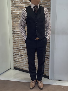 「アイテム（ビジネスシャツ）」を使った、BRICK HOUSE by Tokyo Shirts 熱田イオンモール店さん（メンズ・168cm）の冬コーディネート