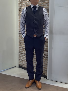 「アイテム（ビジネスシャツ）」を使った、BRICK HOUSE by Tokyo Shirts 熱田イオンモール店さん（メンズ・168cm）の秋コーディネート