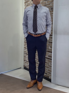 「アイテム（ビジネスシャツ）」を使った、BRICK HOUSE by Tokyo Shirts 熱田イオンモール店さん（メンズ・168cm）の秋コーディネート