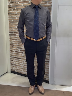「アイテム（ビジネスシャツ）」を使った、BRICK HOUSE by Tokyo Shirts 熱田イオンモール店さん（メンズ・168cm）の冬コーディネート