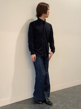 「黒シャツ」｜BRICK HOUSE シャツ工房 福井フェアモール店さん（メンズ・167cm）の春コーディネート