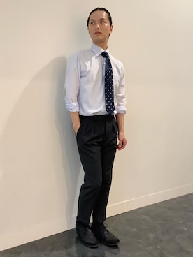 「アイテム（ビジネスシャツ）」を使った、BRICK HOUSE シャツ工房 福井フェアモール店さん（メンズ・167cm）の秋コーディネート